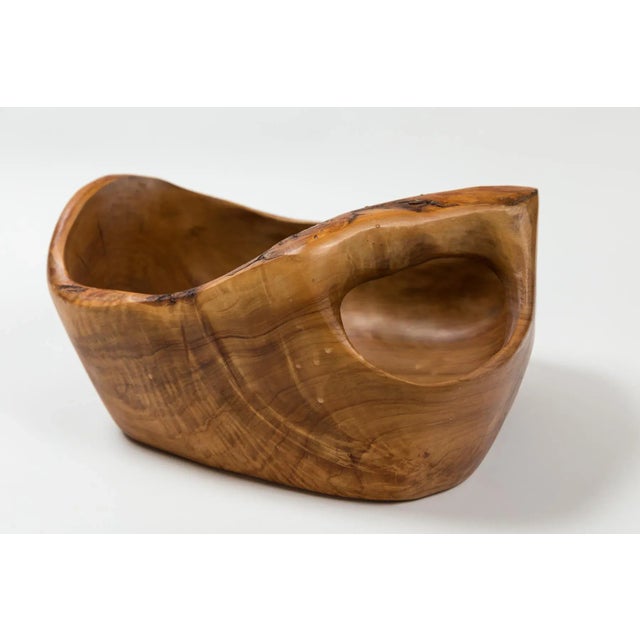 1970s Hand-Carved Olive Wood Bowl, Jean Paul Bain, Vallauris, France, Circa 1970 For Sale - Image 5 of 12