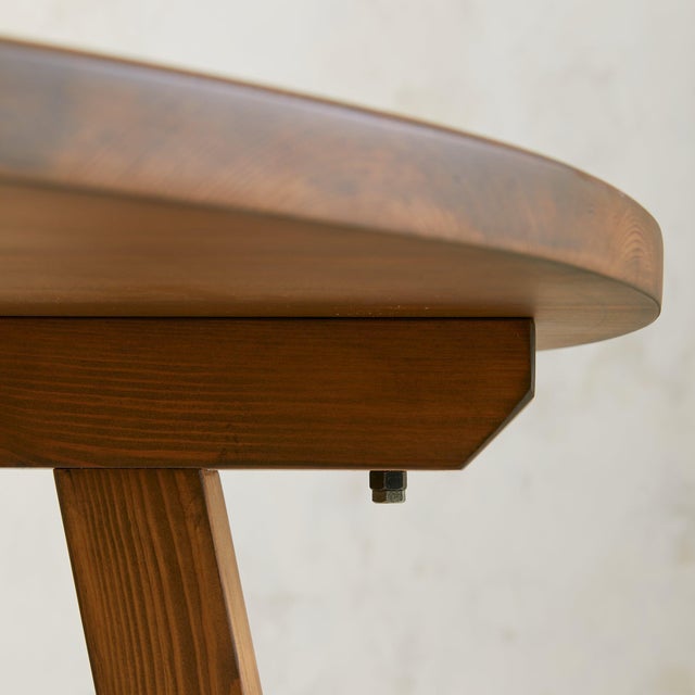 Wood French Round Dining Table with Four Curved Benches, 1950s For Sale - Image 7 of 9