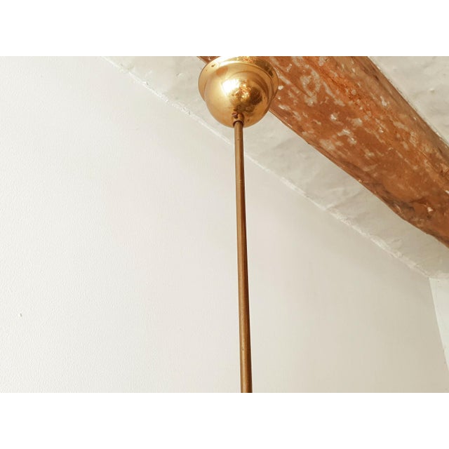 Vintage Scandinavian Ceiling Chandelier in Teak, Brass, Glass and Steel, 1960s For Sale - Image 4 of 9