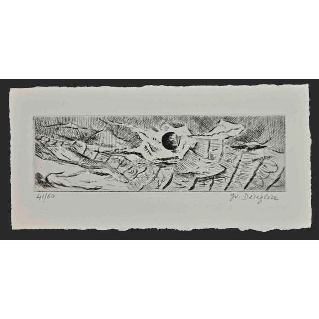Abstract Composition is an Original Etching and Drypoint realized by Jeanette Déséglise. Good condition, the little...