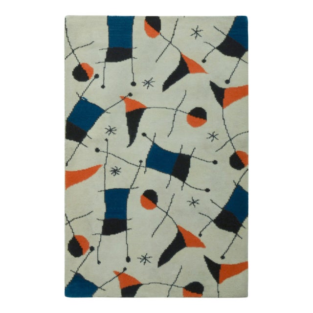Late 20th Century Rug & Kilim’s Contemporary Rug With Pictorials in Blue, Orange & Beige For Sale - Image 5 of 8