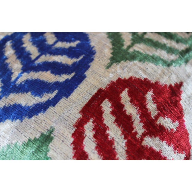 Boho Chic Silk Velvet Ikat Pillow Cover For Sale In Washington DC - Image 6 of 7