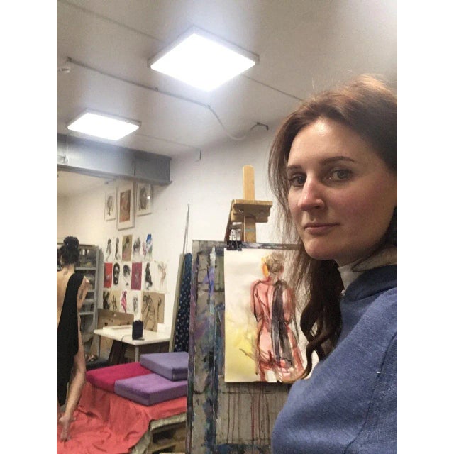 Pink Contemporary Original Expressionist Female Nude Watercolor Painting by Valeriya Serova For Sale - Image 8 of 10