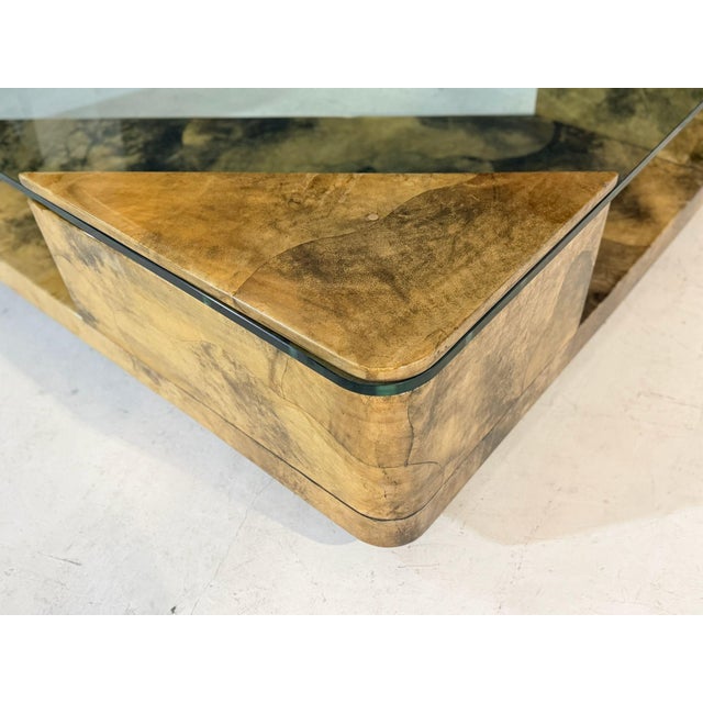 Animal Skin Enrique Garcel Lacquered Goatskin Triangular Coffee Table, 1991 For Sale - Image 7 of 9