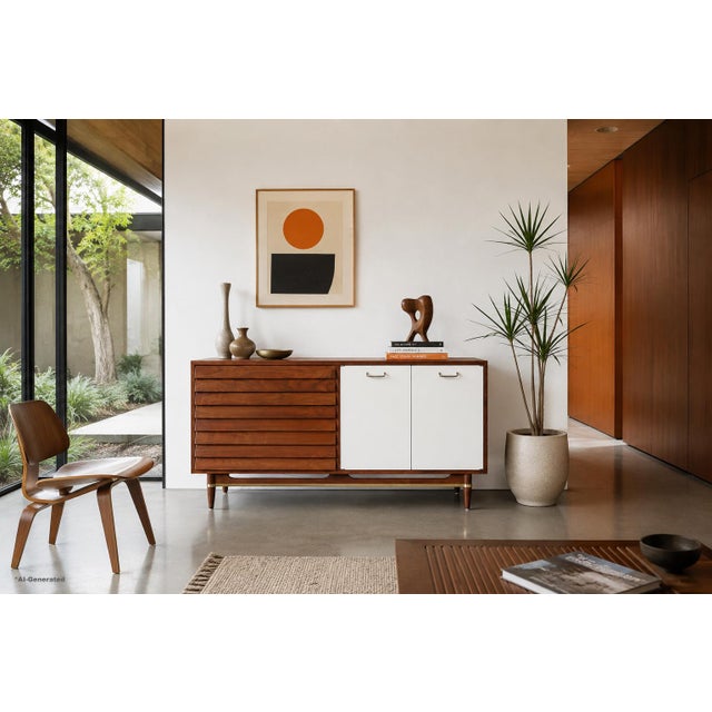 An exceptional mid-century modern credenza designed by Merton L. Gershun for American of Martinsville, United States,...