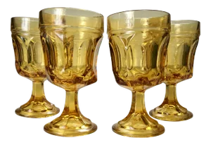 1960s Anchor Hocking Fairfield Amber Glass Wine Goblets- Set of 4