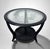 Italian Mid 20th Century Paolo Buffa Style Black Ebonized Italian Art Deco Side Table Ground Glass Top For Sale - Image 3 of 18