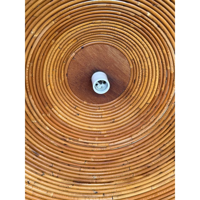 Vintage Italian Pencil-Reed Rattan and Bamboo "Witch Hat" Pendant Light For Sale - Image 9 of 12