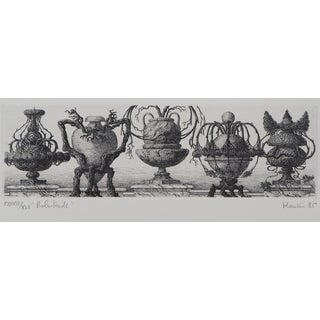 François Houtin, Balustrade of Vases, 1985, Original Etching For Sale