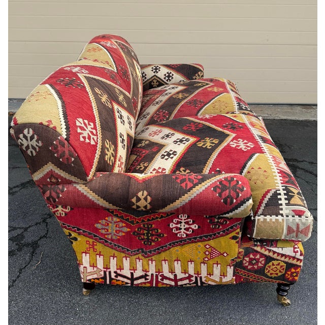 George Smith George Smith Short Scroll Arm Kilim Sofa For Sale - Image 4 of 7