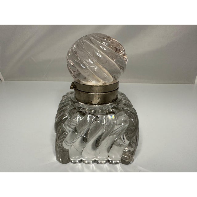 Victorian Swirled Glass Inkwell: Antique Desk Decor For Sale - Image 4 of 10