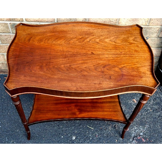 Brown Mid 20th Century Georgian Style Mahogany Two Tier Galleried Side Table For Sale - Image 8 of 10