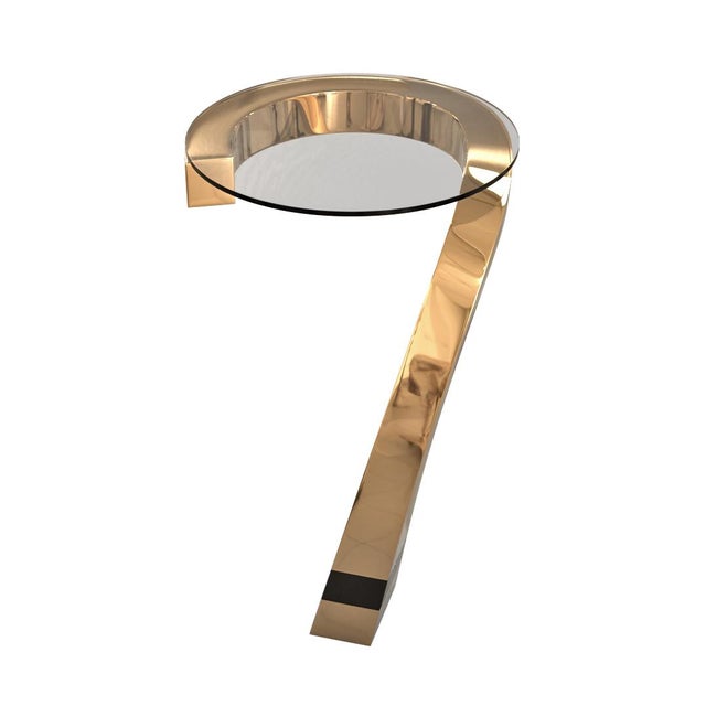 Art Deco "Dimensione" Side Table With Bronze, Hand-Crafted For Sale - Image 3 of 4