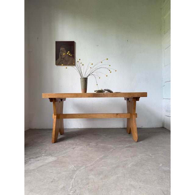 Brown Beech Mountain Furniture Table, 1950s For Sale - Image 8 of 18