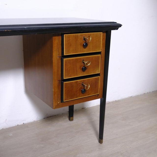 Mid-Century Modern Writing Desk with Drawers, Italy, 1950s For Sale - Image 11 of 18