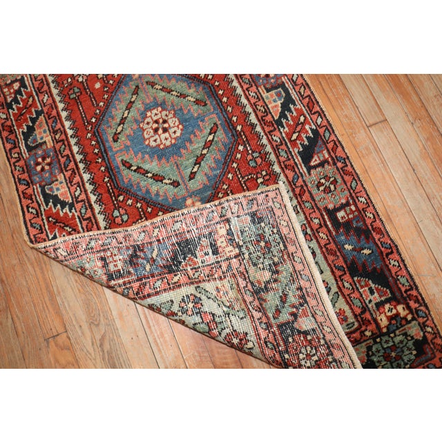 Red Antique Zabihi Collection Persian Heriz Small Runner - 2'8" x 6'10" For Sale - Image 8 of 8