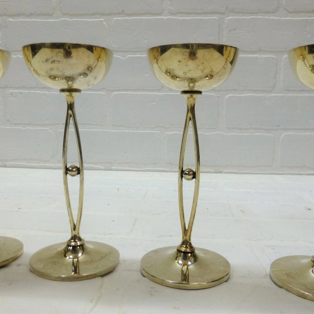 Deco Silver Cordial Small Goblets Shot Glass Set For Sale - Image 9 of 10