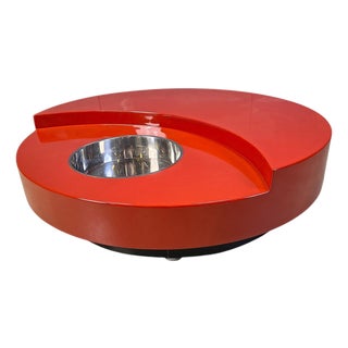 Vintage Revolving Coffee Table in Red Lacquer attributed to Mario Sabot, 1970s For Sale