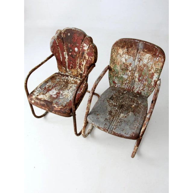 Mid-Century Metal Patio Chairs Pair For Sale - Image 4 of 11