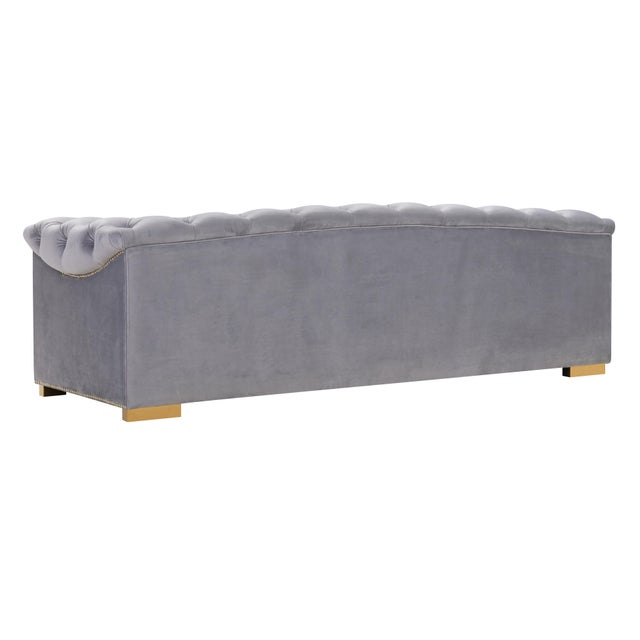 Transitional Farah Grey Velvet Sofa For Sale - Image 3 of 8