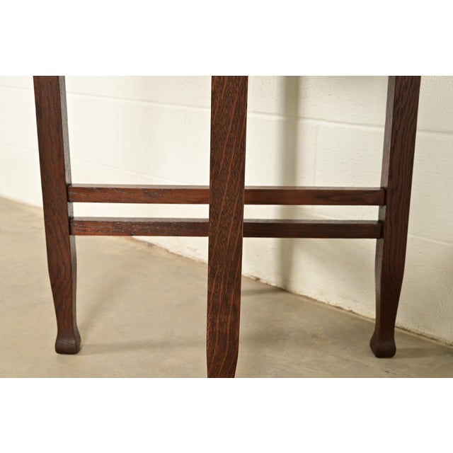 Brown Miller Cabinet Co. Antique Mission Oak Arts & Crafts Tabouret Side Table, Newly Refinished For Sale - Image 8 of 10