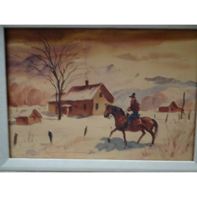 Cabin Charles Payzant Double-Sided Western Watercolor For Sale - Image 3 of 8