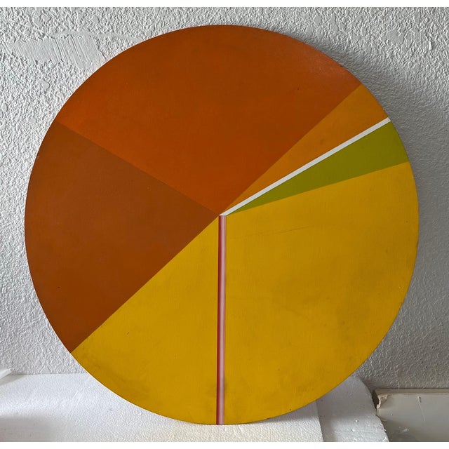 Reuven Berman Kadim, Israeli Round Tondo Hard Edged Geometric Abstract Color Painting Reuven Berman, 1974 For Sale - Image 10 of 17