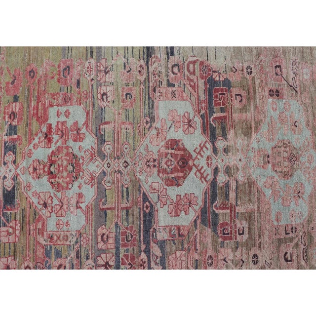 Early 20th Century Antique Turkish Fine Weave Oushak Rug in Light Green and Color Variation For Sale - Image 10 of 12
