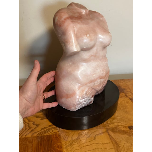 Vintage Large Modernist Female Form Pink Marble Sculpture For Sale - Image 9 of 9