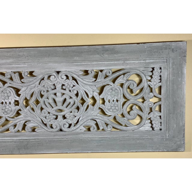 Contemporary Vintage Hand-Carved Architectural Wood Wall Hanging For Sale - Image 3 of 10