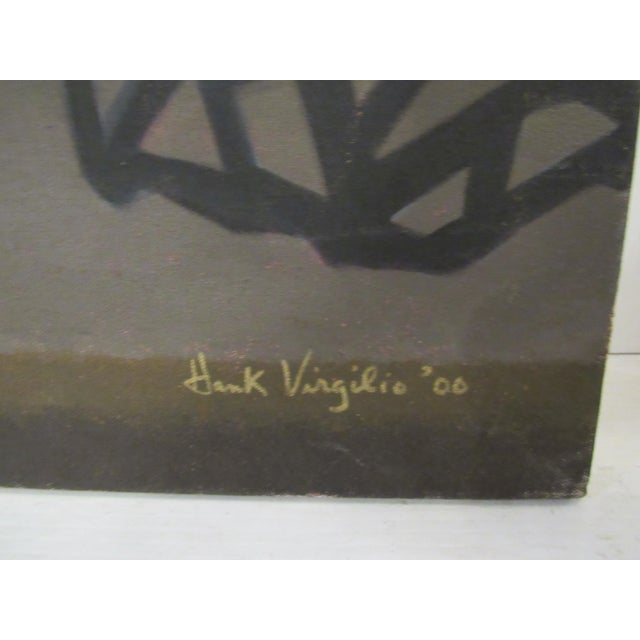 Mid 20th Century Abstract Geometric Oil Painting Signed "Hank Virgilio" For Sale - Image 5 of 8