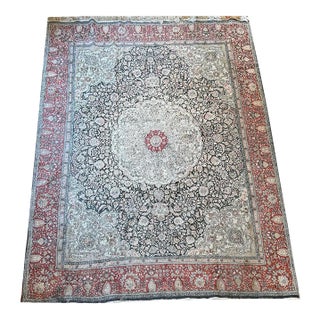 A Vintage 100% Hand Knotted 8'x10' Persian Qum Silk Area Rug For Sale