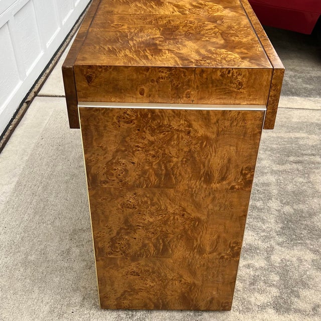 Founders Furniture Company Founders Modern BurlWood & Brass Server For Sale - Image 4 of 10