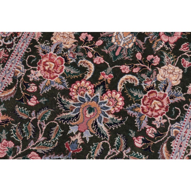 1990s Elegant Floral 1990's Pak-Persian Green/Pink Wool Rug - 2'6'' X 4'3'' For Sale - Image 5 of 9