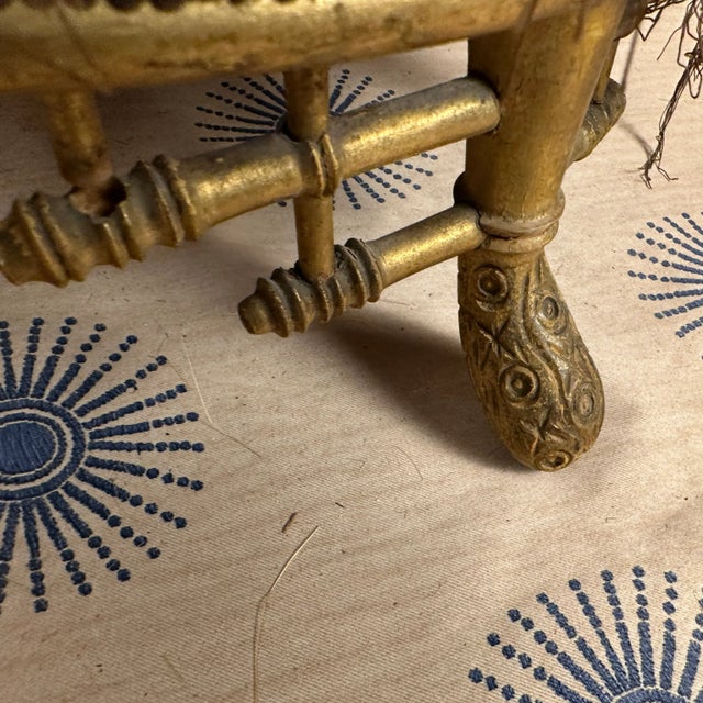 Mid 19th Century Mid 19th Century English Chinese Chippendale Giltwood Faux Bamboo Footstool For Sale - Image 5 of 10