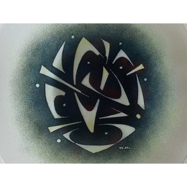 1950s Mid-Century Maurice Heaton Boomerang Motif Art Glass Plate For Sale - Image 5 of 9
