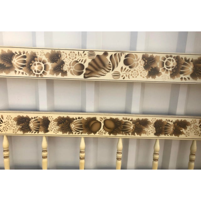 Farmhouse Hitchcock Stenciled and Painted Shell Motif Twin Headboards-A Pair For Sale - Image 3 of 11