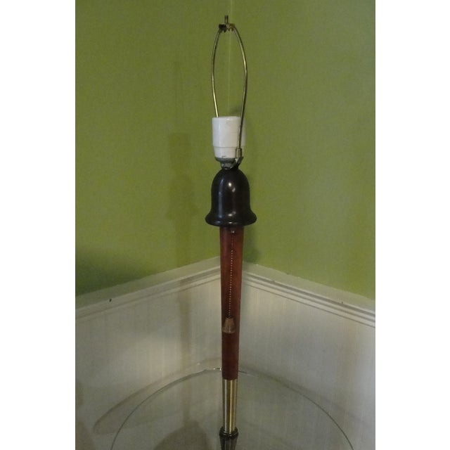 Mid-Century Modern Modeline Style Walnut and Glass End Table Lamp For Sale In Portland, ME - Image 6 of 13