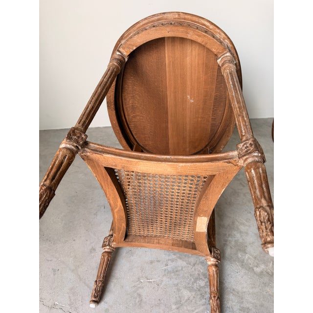 Modern Neoclassical Louis XVI Style Oval Side Tables With Cane Shelves – A Pair For Sale - Image 14 of 15