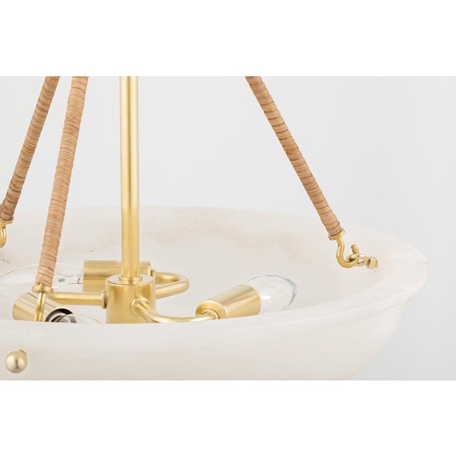 Hudson Valley Lighting Hudson Valley Lighting Mark D. Sikes Somerset 3-Light Pendant with Rattan Accent, Brass For Sale - Image 4 of 6