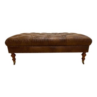Ferrell Mittman Woodbridge Leather Cocktail Ottoman Bench For Sale