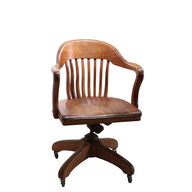 Rustic Vintage Bank of England Jury Style Swivel Tilt Office Desk Chair by Marcy- Morris For Sale - Image 3 of 17