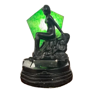 Art Deco Nude Figure Stained Glass Table Lamp