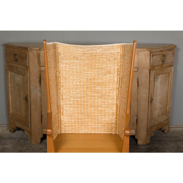 Wood Orkney Island Scottish Oak Wingback Chair with Two Drawers, Vintage For Sale - Image 7 of 12