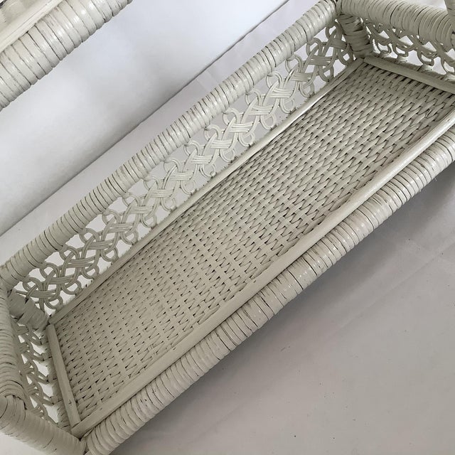 MidCentury Vintage White Wicker Wall Shelf. Chairish