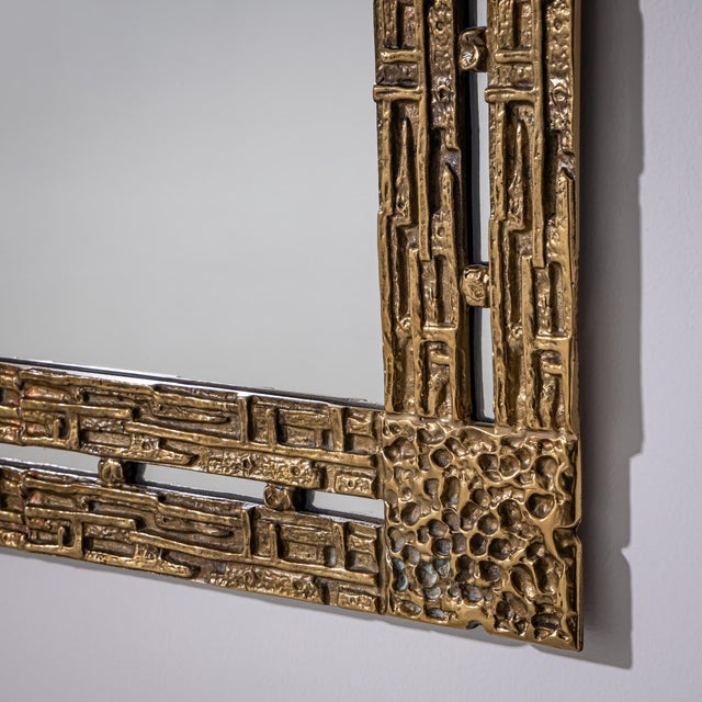Luciano Frigerio Brass Mirror, Attributed to Luciano Frigerio, Italy, 1970s For Sale - Image 4 of 8