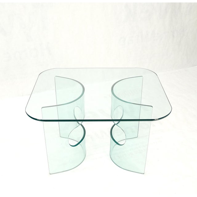 Mid Century Italian Modern Bend Glass C Shape Base Coffee Side Table For Sale - Image 11 of 12