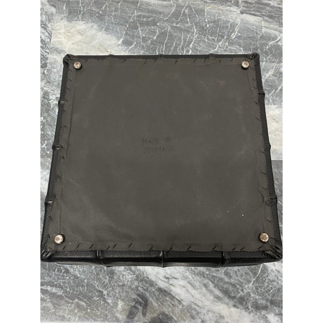 Patchwork Black Leather Puff or Ottoman, Denmark 1970s For Sale - Image 10 of 12