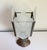 Stunning vintage 1930's Art Deco table lamp featuring a diamond-shaped, etched glass shade, framed in bronze metal. The...