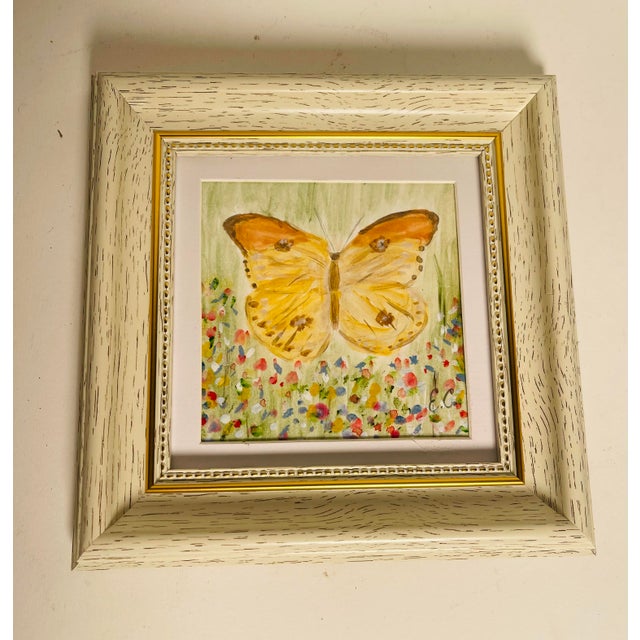 Abstract Abstract Modrrn Mini Painting of Butterfly by Elia Framed For Sale - Image 3 of 4